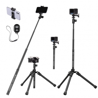 Statīvu aksesuāri - K&F Concept 1.7m Eccentric Tube Cellphone Tripod, Lightweight Super Portable Selfie Stick, DSLR Camera Tripod E224A3+BH-18 Bl... - ātri pasūtīt no ražotāja