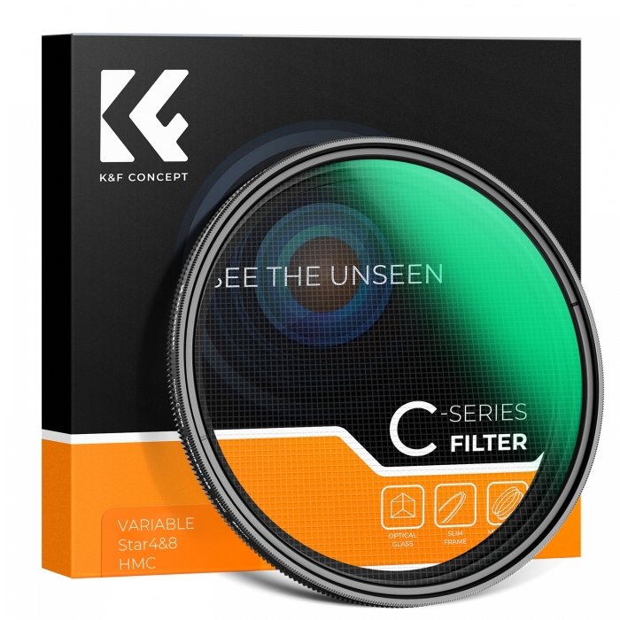 Cross Screen Star - K&F Concept 77MM Variable Star 4-8 Filter, Green Coated Optical Glass KF01.2333 - quick order from manufacturer