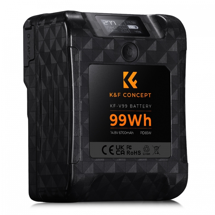 V-Mount Baterijas - K&F Concept MINI V-Lock 99Wh battery supports 65W PD Fast Charge,6700mAh, for camera/lighting equipment KF28.0024 - ātri pasūtīt no ražotāja