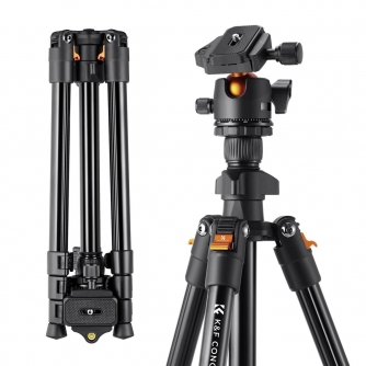 Discontinued - K&F Concept 1.6m Lightweight Aluminum Travel Tripod Compact Vlog Camera Tripod Flexible & Portable 8kg Load with Portable, fo...