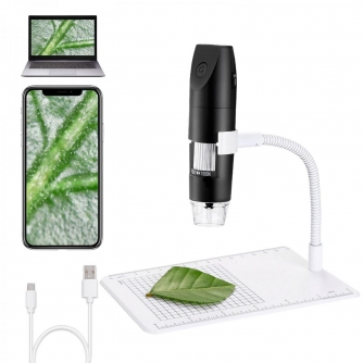 Mikroskopi - K&F Concept WiFi and USB Digital Microscope, 1000X Zoom, 1080P Full HD, with Height Adjustable Stand, Mini M GW45.0014 - ātri pasūtīt no ražotāja