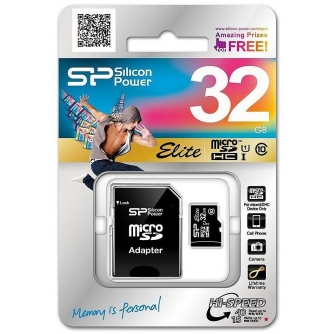 Memory Cards - Silicon Power memory card microSDHC 32GB Elite + adapter SP032GBSTHBU1V10SP - quick order from manufacturer