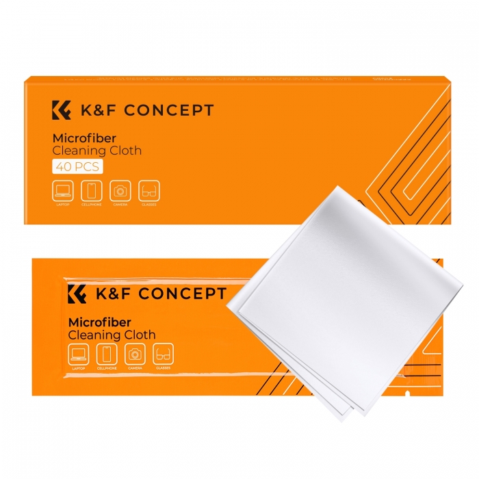 Cleaning Products - K&F Concept 40pcs* Microfiber Cleaning cloth Kit, 15*15cm, White, Dry, in vacuum SKU.1896 - quick order from manufacturer