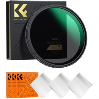 ND neitrāla blīvuma filtri - K&F Concept 86MM Nano-X Variable/Fader ND Filter, ND2~ND32, W/O Black Cross with 3pcs cleaning cloths KF01.1806V1 - ātri pasūtīt no ražotāja