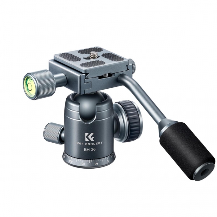 Statīvu galvas - K&F Concept 26mm Metal Tripod Ball Head with Handle 360 Degree Rotating Panoramic with 1/4 inch Quick Release KF31.049V1 - ātri pasūtīt no ražotāja