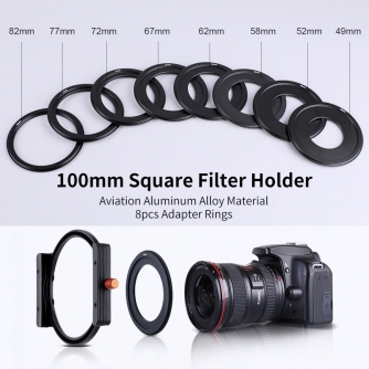 Kvadrātiskie filtri - K&F Concept K&F SQ Filter Holder Kit, Filter Holder for 100*100MM Square Filter + 8pcs Square filter ring 