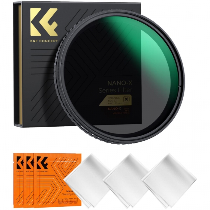 ND neitrāla blīvuma filtri - K&F Concept K&F 52MM Nano-X Variable/Fader ND Filter, ND2~ND32, W/O Black Cross with 3pcs cleaning 