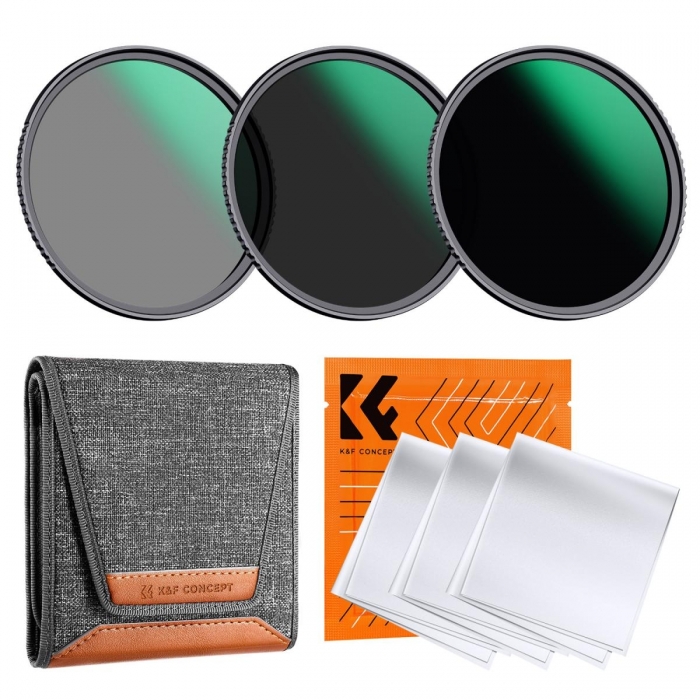 Neutral Density Filters - K&F Concept 62MM, 3pcs Professional Lens Filter Kit(ND8+ND64+ND1000)+ Filter - quick order from manufacturer