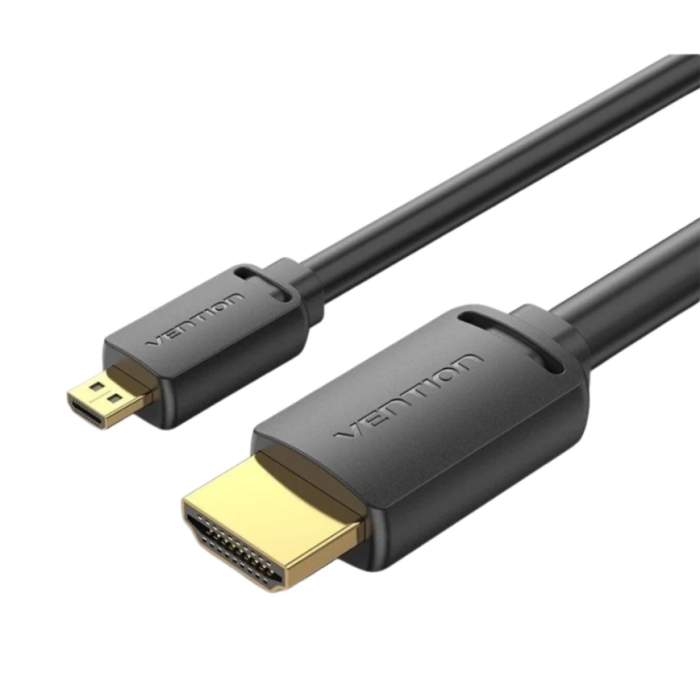 Wires, cables for video - Vention HDMI-D Male to HDMI-A Male 4K HD Cable 1m Vention AGIBF (Black) - quick order from manufacturer