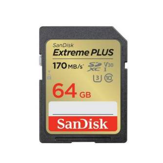 Memory Cards - SANDISK MEMORY SDXC 64GB UHS-I 170MB/s 80MB/s V30 SDSDXW2-064G-GNCIN - quick order from manufacturer