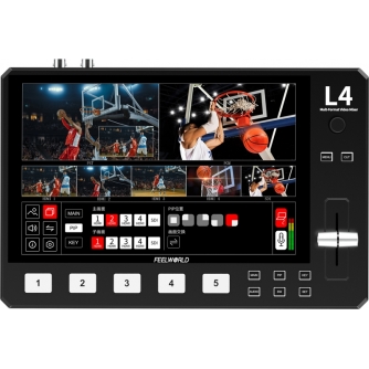 Video mixer - FeelWorld L4 HDMI Livestream Switcher with Built-In Monitor - quick order from manufacturer