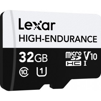 Atmiņas kartes - LEXAR MICROSD HIGH-ENDURANCE MICROSDHC UHS-I/U1/10 R100/W30 (V10) 32GB LSDM10-32 - ātri pasūtīt no ražotāja