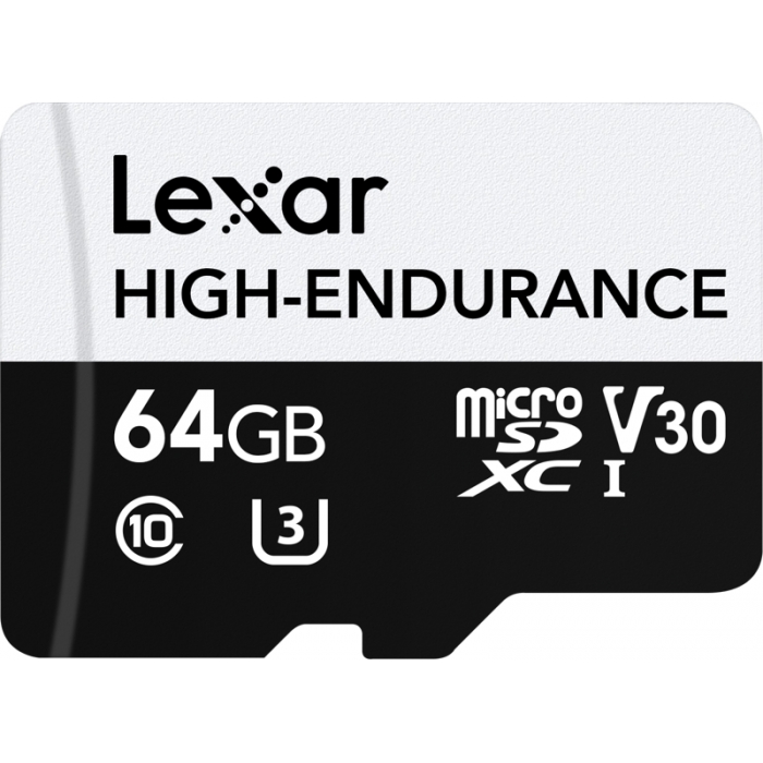 Atmiņas kartes - LEXAR MICROSD HIGH-ENDURANCE MICROSDXC UHS-I/U3/10 R100/W35 (V30) 64GB LSDM10-64 - ātri pasūtīt no ražotāja