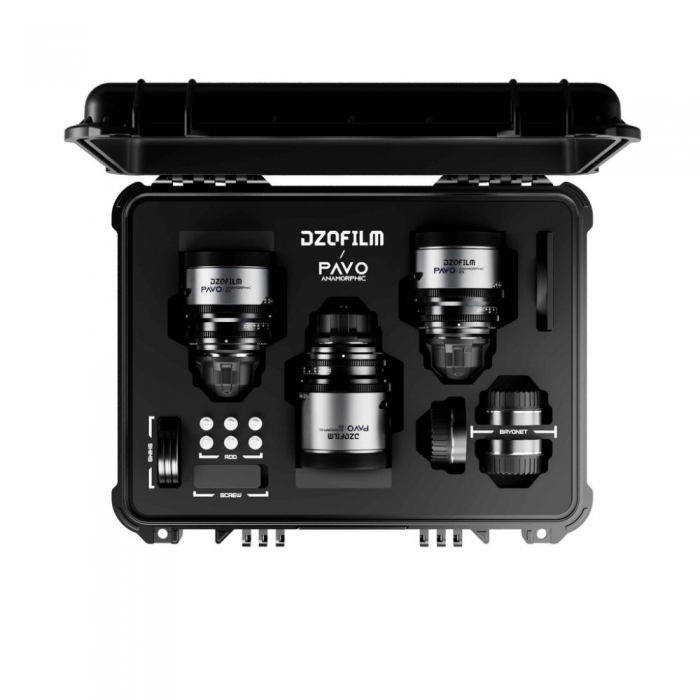 CINEMA Video Lenses - DZOFILM Pavo 2x Anamorphic 3-Lens Kit (32/55/100mm T2.1/T2.4) for PL/EF Mount (S35)(DZO-PAB3PLMB) - quick order from manufacturer