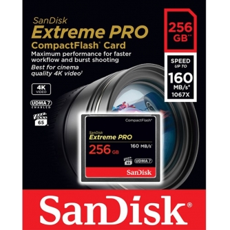 Atmiņas kartes - SanDisk Extreme PRO CompactFlash Card 160MB/s 256GB - быстрый заказ от производителя