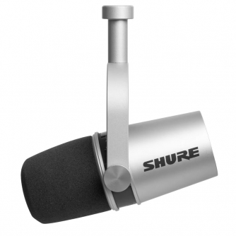 Podkāstu mikrofoni - Shure MV7 Silver dinamiskais podkāsta mikrofons - ātri pasūtīt no ražotāja