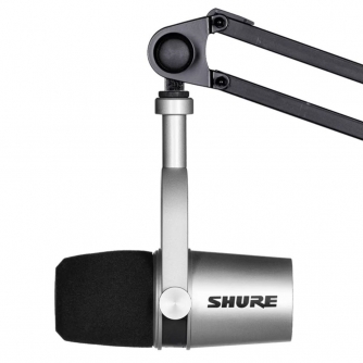 Podcast Microphones - Shure MV7 Silver Dynamic Podcast Microphone - quick order from manufacturer