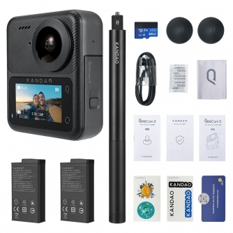 Sporta kameras - Kandao QooCam 3 CMOS 360 Degree Camera Travel Combo - быстрый заказ от производителя