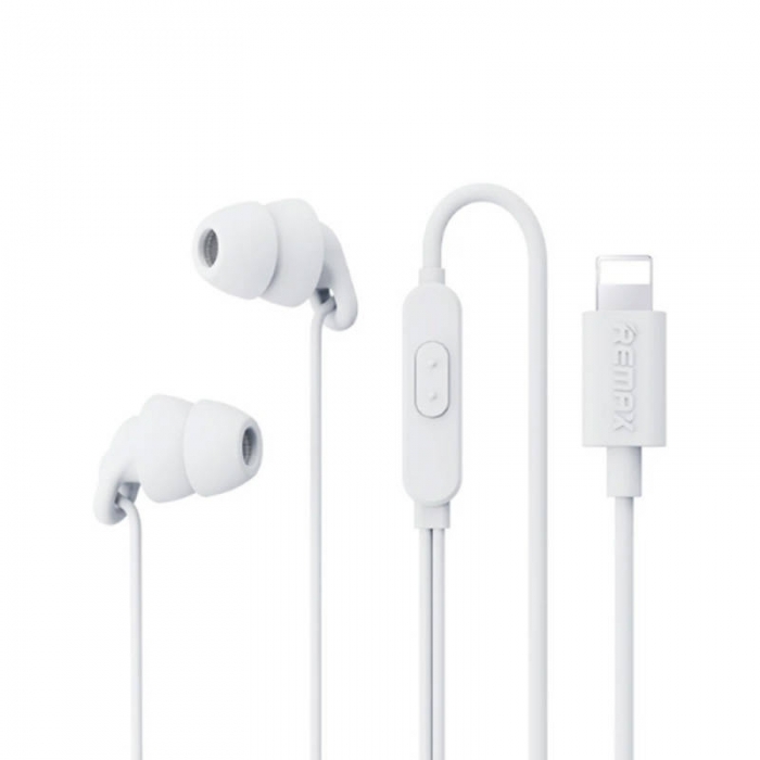 Austiņas - Earphones Remax RM-518i, Lightning, 1.2m (white) RM-518i White - ātri pasūtīt no ražotāja