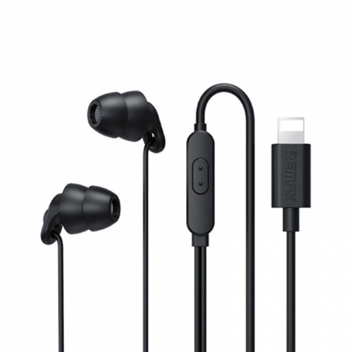 Headphones - Earphones Remax RM-518i, Lightning, 1.2m (black) RM-518i Black - quick order from manufacturer