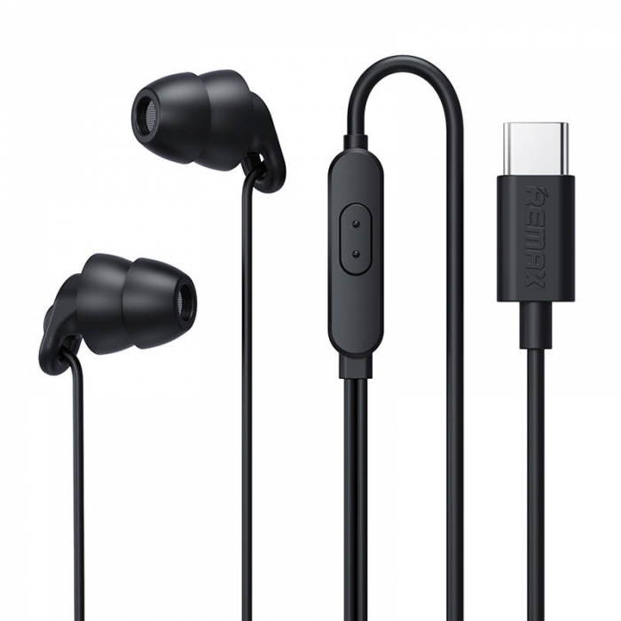 Vairs neražo - Earphones Remax RM-518a, USB-C, 1.2m (black) RM-518a Black