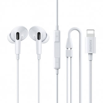 Austiņas - Earphones Remax RM-533i, Lightning, 1.2m (white) - быстрый заказ от производителя