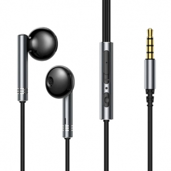 Austiņas - Wired Earphones Joyroom JR-EW06, Half in Ear (Dark Gray) JR-EW06 Dark Gray - ātri pasūtīt no ražotāja