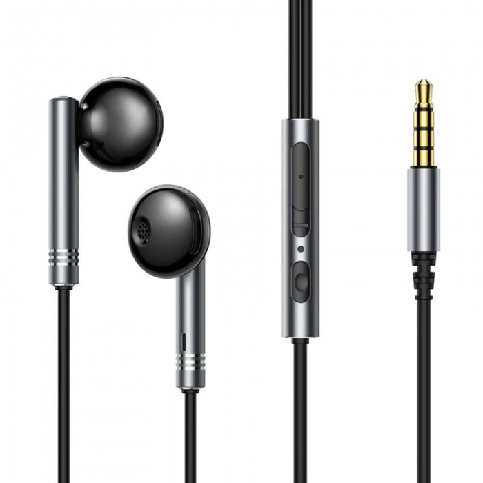 Headphones - Wired Earphones Joyroom JR-EW06, Half in Ear (Dark Gray) JR-EW06 Dark Gray - quick order from manufacturer