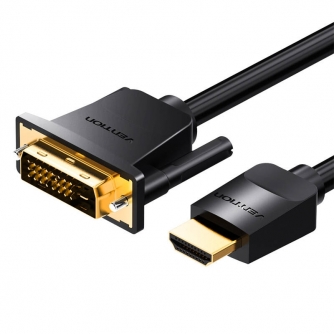 Video vadi, kabeļi - HDMI to DVI Cable 1m Vention ABFBF (Black) - быстрый заказ от производителя