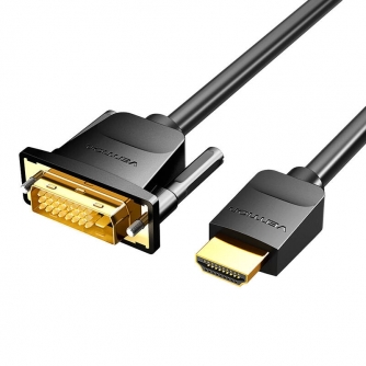 Video vadi, kabeļi - HDMI to DVI Cable 1m Vention ABFBF (Black) - быстрый заказ от производителя