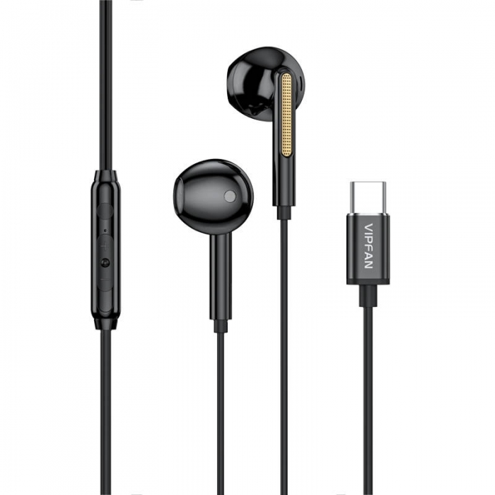 Vairs neražo - Wired in-ear headphones Vipfan M11, USB-C (black) M11-black 