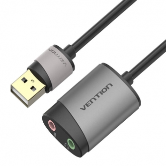 Audio vadi, adapteri - External USB Sound Card 0.15m Vention CDKHB (gray) CDKHB - ātri pasūtīt no ražotāja