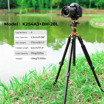 Foto statīvi - K&F Concept K254A3 tripod with BH-28L ball head - ātri pasūtīt no ražotāja