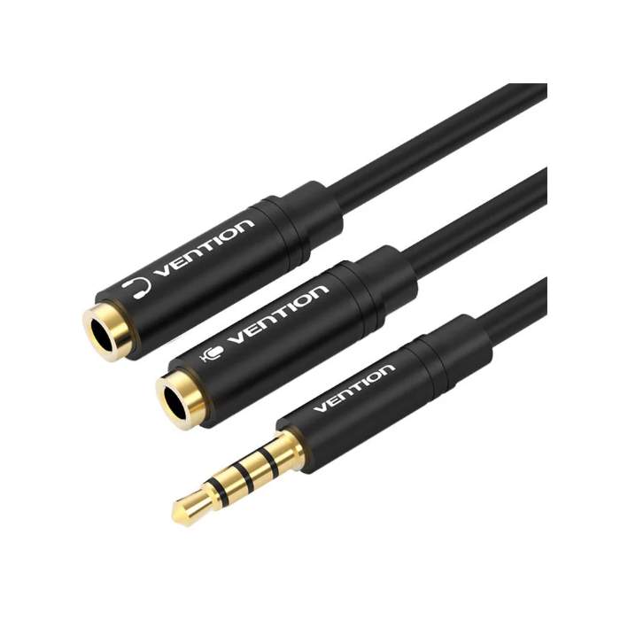 Audio vadi, adapteri - Vention 4Pole 3.5mm M-F 2*3.5mm Splitter Cable 0.3M - быстрый заказ от производителя