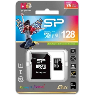 Atmiņas kartes - Silicon Power atmiņas karte microSDXC 128GB Elite UHS-I Class 10 + adapteris SP128GBSTXBU1V10SP - ātri pasūtīt no ražotāja