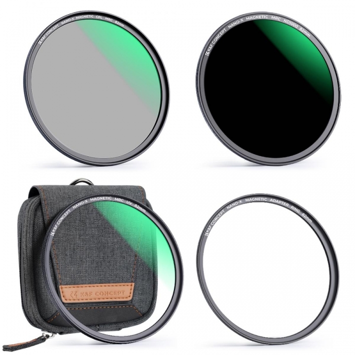 Filtru komplekti - K&F Concept 52mm Magnetic 3pcs Filter Kit, MCUV+CPL+ND1000+Filter Ring, Green SKU.1620 - ātri pasūtīt no ražotāja