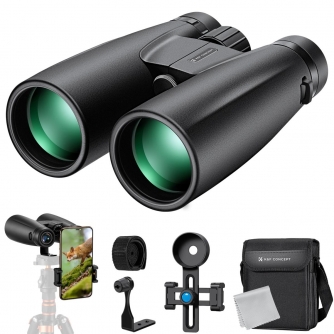 Binokļi - K&F Concept 12*50 HD Binoculars Black BAK4, with Mobile Phone Holder and Tripod Conversion Bracket KF33.084 - быстрый 