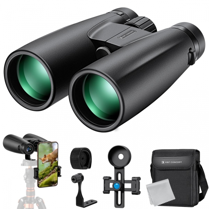 Binoculars - K&F Concept 12*50 HD Binoculars Black BAK4, with Mobile Phone Holder and Tripod Conversion Bracket KF33.084 - quick order from manufacturer