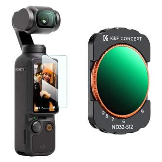 K&amp;F Concept VND filtrs DJI Osmo Pocket 3 magnētiskais mainīgais ND32-512 neitrālais 