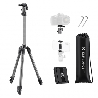 Foto statīvi - K&F Concept K&F 66 /168cm Camera Tripod,Lightweight and Compact Aluminum Super Portable DSLR Tripod KF09.122 - бы