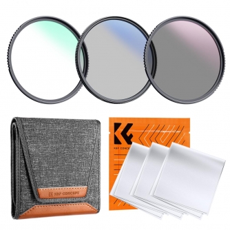 Filtru komplekti - K&F Concept 82mm 3pcs Professional Lens Filter Kit (MCUV/CPL/ND4) + Filter Pouch+3pcs*Cleaning Cloth SKU.1945V2 - ātri pasūtīt no ražotāja