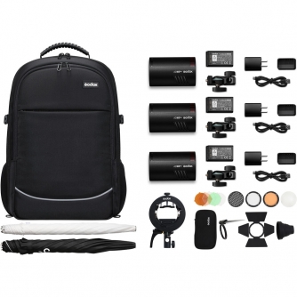 Battery-powered Flash Heads - Godox AD100Pro Triple Kit Pocket Flash with Accessories - quick order from manufacturer