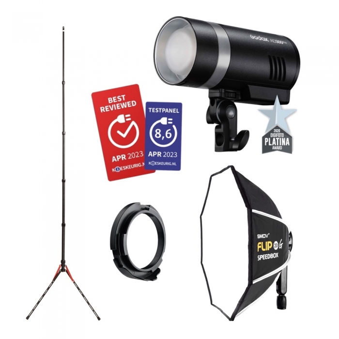 Battery-powered Flash Heads - Godox AD300PRO Go Kit with 300Ws Flash & Accessories - quick order from manufacturer