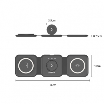 Choetech3-in-1FoldableMagneticWirelessChargingStationT588-F(Black)T588F