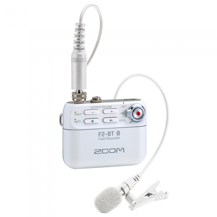 Lavalier Microphones - Zoom F2-BT White Field Recorder with Bluetooth &amp; Lavalier Mic - quick order from manufacturer