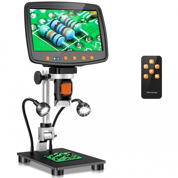 Mikroskopi - K&F Concept 5 Inch Digital Microscope with Remote Control, 1000x Magnification, Plastic Stand, 1080 FHD USB GW45.0033 - ātri pasūtīt no ražotāja