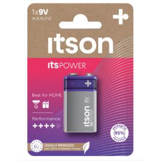 Baterijas, akumulatori un lādētāji - itson itsPOWER battery Alkaline 6LR61IPO/1CP 9V - купить сегодня в магазине и с доставкой