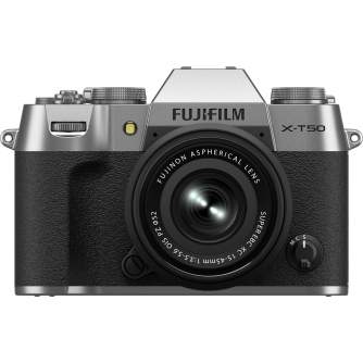 Bezspoguļa kameras - Fujifilm X-T50 XC15-45mm F3.5-5.6 OIS PZ Silver APS-C 40MP X-Trans mirrorless camera kit - быстрый заказ от