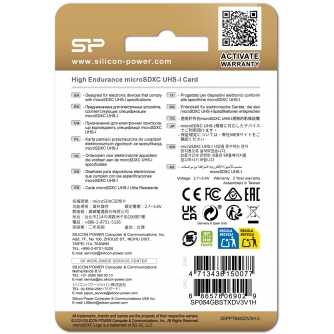 SiliconPowerkartapamtimicroSDXC64GBHighEndurance adapterSP064GBSTXDV3V1HSP