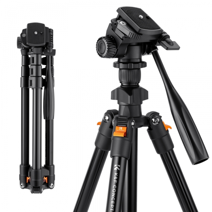 Video statīvi - K&F Concept K234A0 video tripod with 3D head and phone holder - ātri pasūtīt no ražotāja